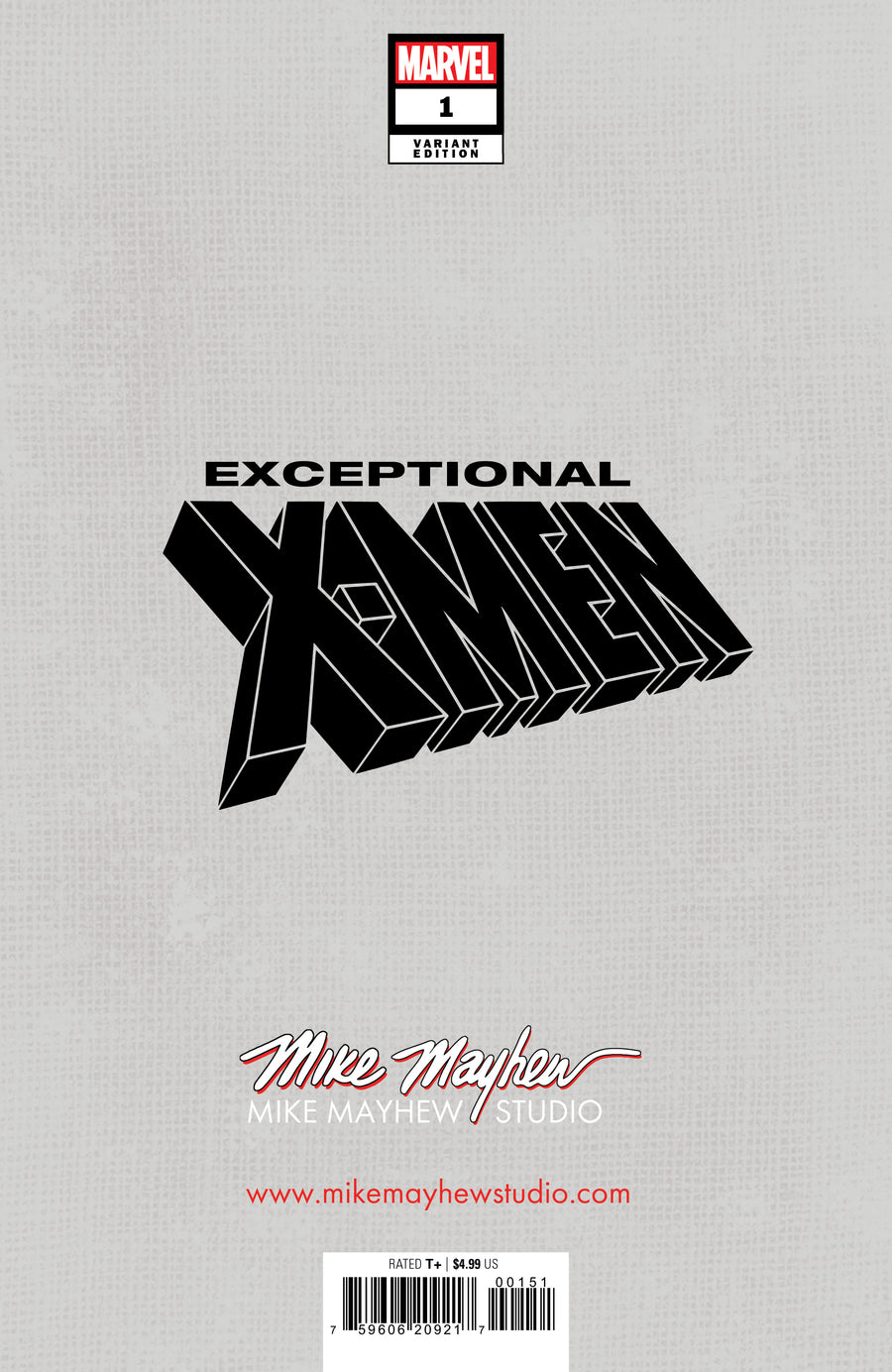 EXCEPTIONAL X-MEN #1 Mike Mayhew Studio Variant Cover A Trade Dress Raw