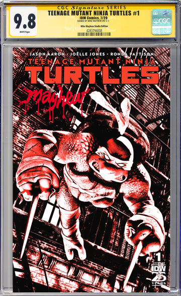 TEENAGE MUTANT NINJA TURTLES #1 Mike Mayhew Studio Variant Cover A Trade Dress Massacre Sig CGC Yellow Label Guaranteed 9.8 Graded Slab