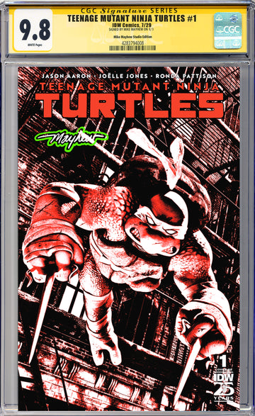 TEENAGE MUTANT NINJA TURTLES #1 Mike Mayhew Studio Variant Cover A Trade Dress Radioactive Glow Sig CGC Yellow Label Guaranteed 9.8 Graded Slab