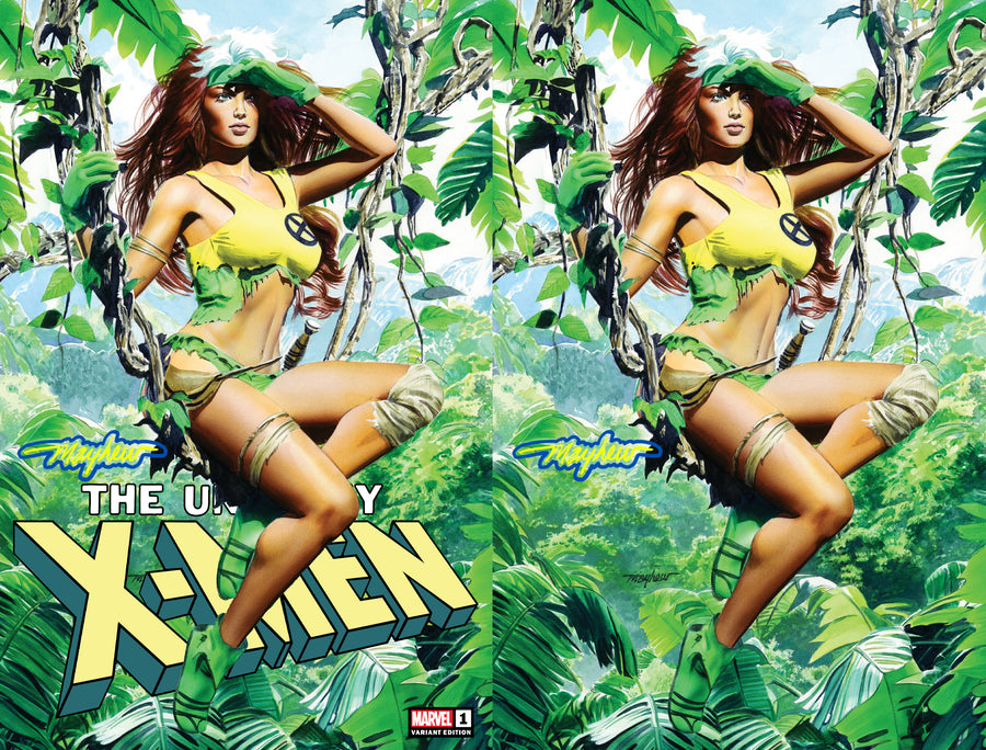 UNCANNY X-MEN #1 (2024) Mike Mayhew Studio Variant Cover A Trade Dress and B Virgin Blue & Gold Glow Sig with COA