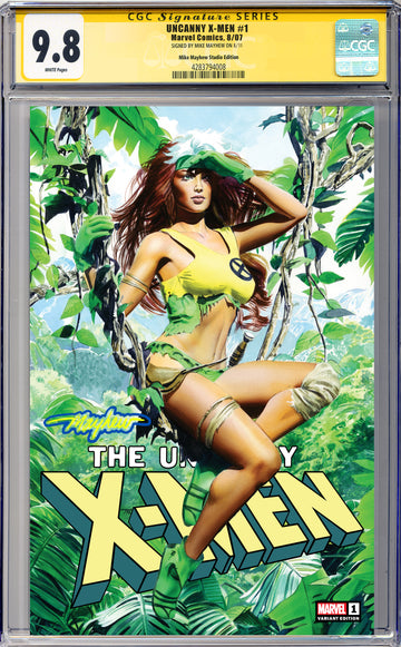 UNCANNY X-MEN #1 (2024) Mike Mayhew Studio Variant Cover A Trade Dress Blue & Gold Glow Sig CGC Yellow Label Guaranteed 9.8 Graded Slab