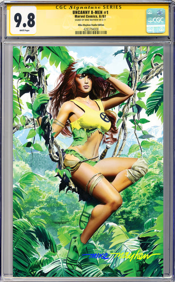 UNCANNY X-MEN #1 (2024) Mike Mayhew Studio Variant Cover B Virgin Blue & Gold Full Duo Sig CGC Yellow Label Guaranteed 9.8 Graded Slab (Copy)