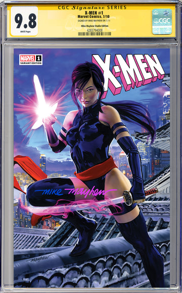 X-MEN #1 (2024) Mike Mayhew Studio Variant Cover A Trade Dress Full Duo Sig CGC Yellow Label Guaranteed 9.8 Graded Slab