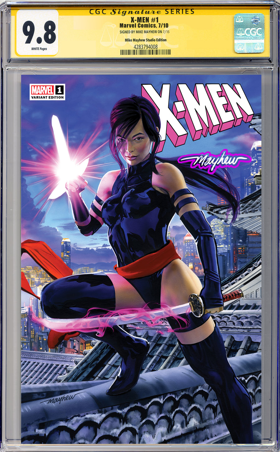 X-MEN #1 (2024) Mike Mayhew Studio Variant Cover A Trade Dress Glow Sig CGC Yellow Label Guaranteed 9.8 Graded Slab