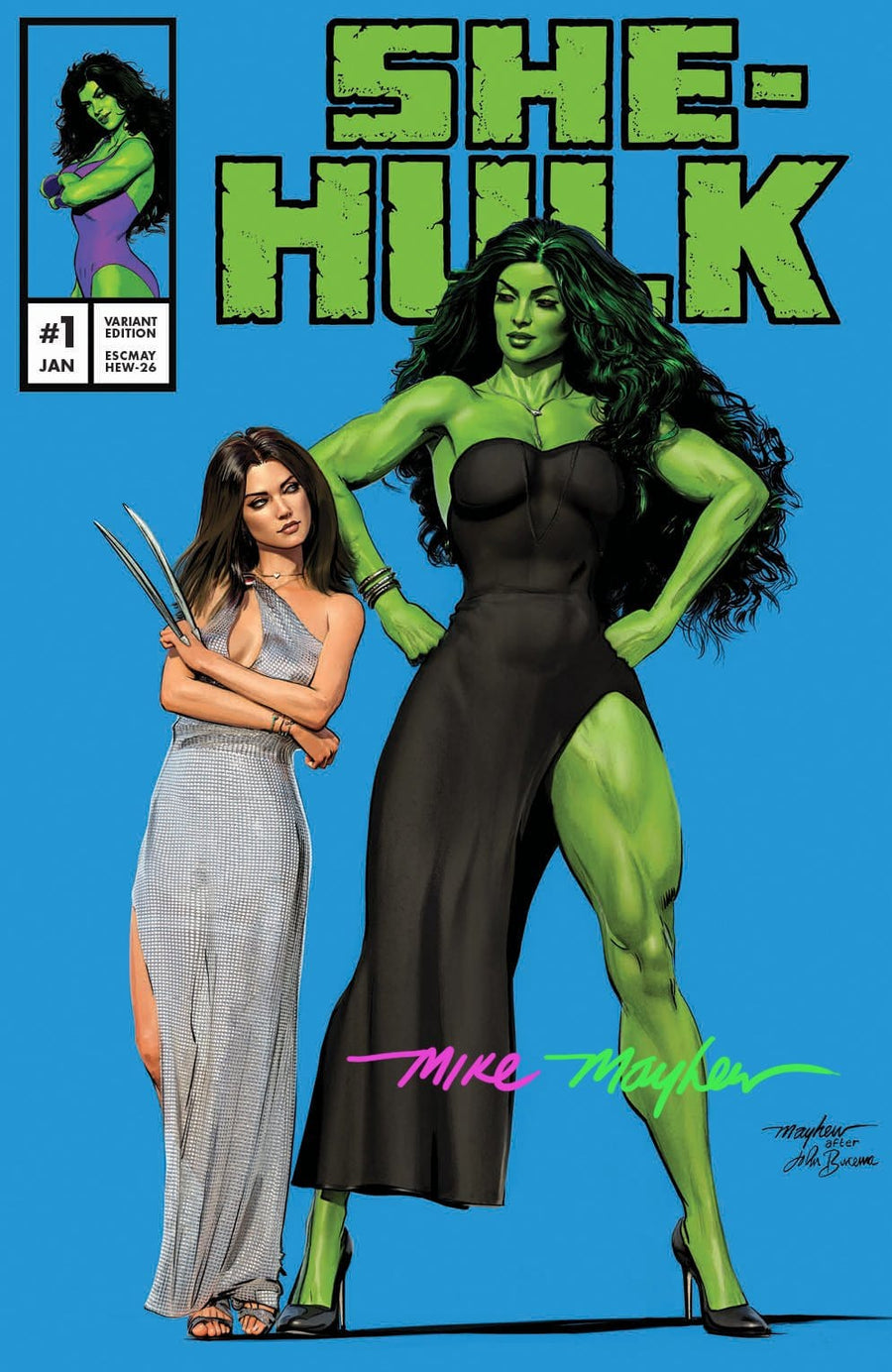 SHE-HULK #1 Mike Mayhew Studio Variant Cover Trade Dress Full-Duo Signed with COA